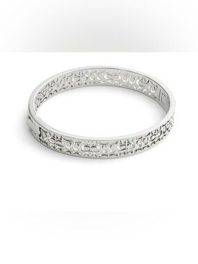 Coach Rhodium plated Cutout Logo Bangle Bracelet
